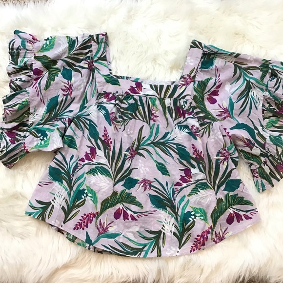 Terra & Sky Women's Plus Size Tropical Square Neck Peasant Top Size 4X - Picture 8 of 10